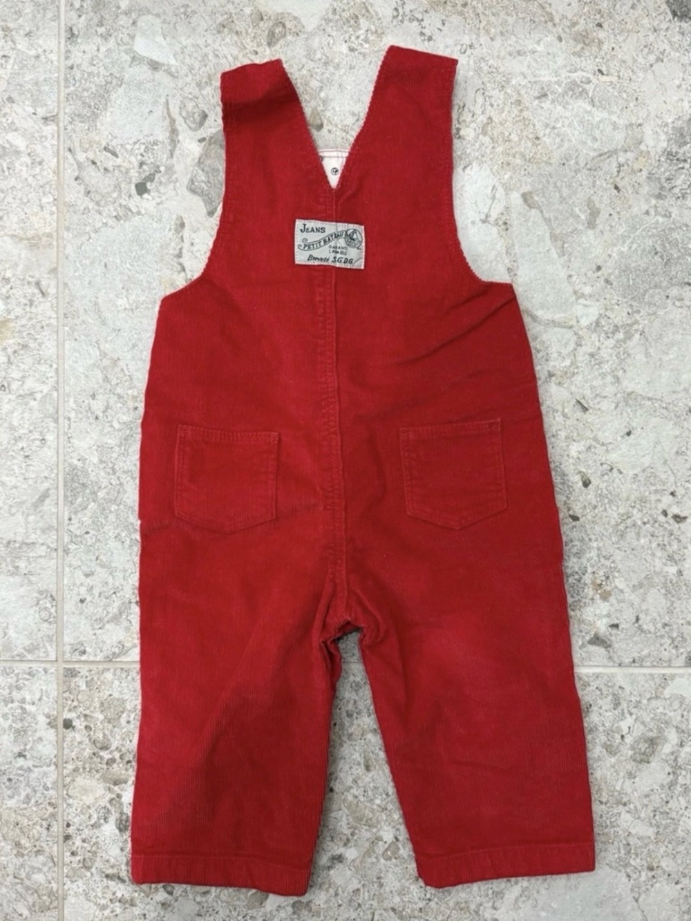 Petit Bateau Red Corduroy Infant Overalls Size: 6 months / 67 cm - Picture 4 of 8